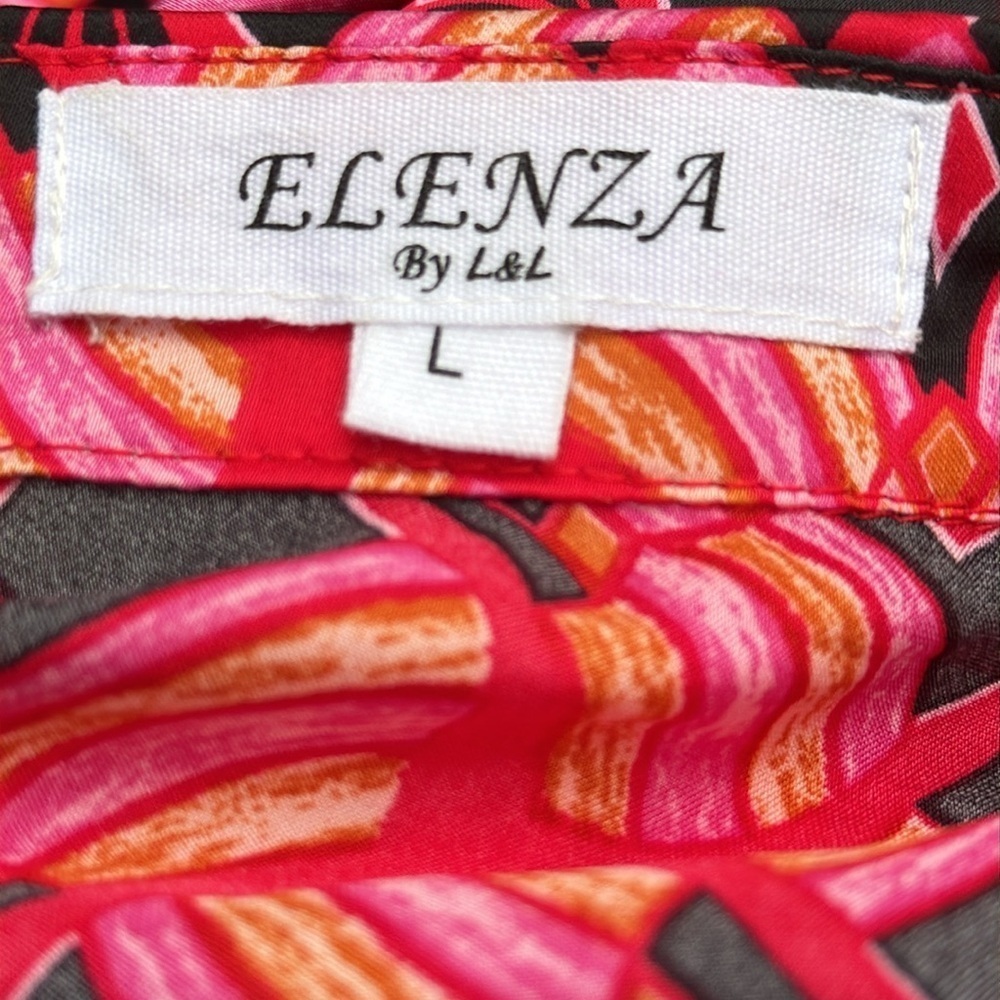 ❤️🩷❤️Elenza dress red pink black deco ruffle midi satin NWOT - Picture 13 of 13